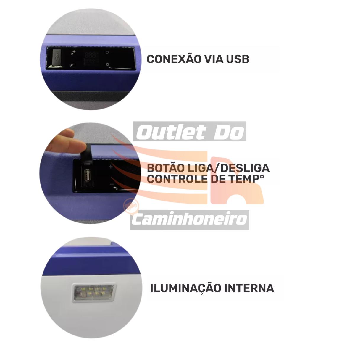 Geladeira Portátil 40l 12v/24v 110v/220v Ônibus Caminhão Van - Azul e Cinza — foto 3