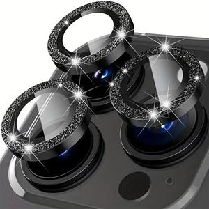 Protector de lente de cámara con anillo de brillo, película protectora de lente con forma de diamante, cubierta de lente de cobertura completa compatible con iPhone 16, 15, 14, 13, 12, 11 Series