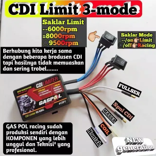 Cdi limit 3 mode rx king rx spesial bisa mode limit dan mode racing 0
