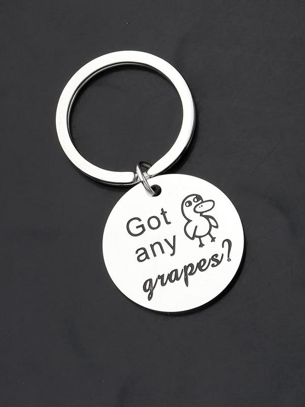Cartoon Duck Pattern Round Shaped Keychain, Letters Print Keychain for Duck Lover's Gift, Fashion Accessories for Men & Women, Gifts for Wife 2