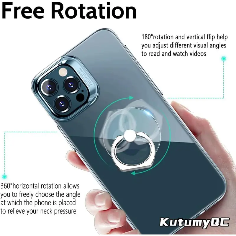 Giá Chân Đế Nhẫn Điện Thoại Di Động Trong Suốt, Xoay 360 ° Độ, Tay Cầm Ngón Tay Trong Suốt, Chân Đế, Tương Thích Với iPhone Hoặc Ốp Điện Thoại, [Thanh Toán Khi Nhận Hàng] Kem Phụ Kiện 2