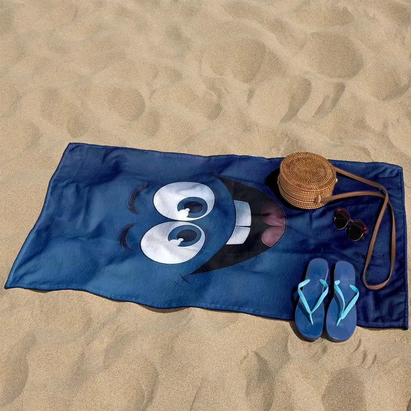Smile Face Pattern Beach Towel, Large Quick Drying Towel, Lightweight Water Absorbent Towel for Sports & Outdoor Activities 6
