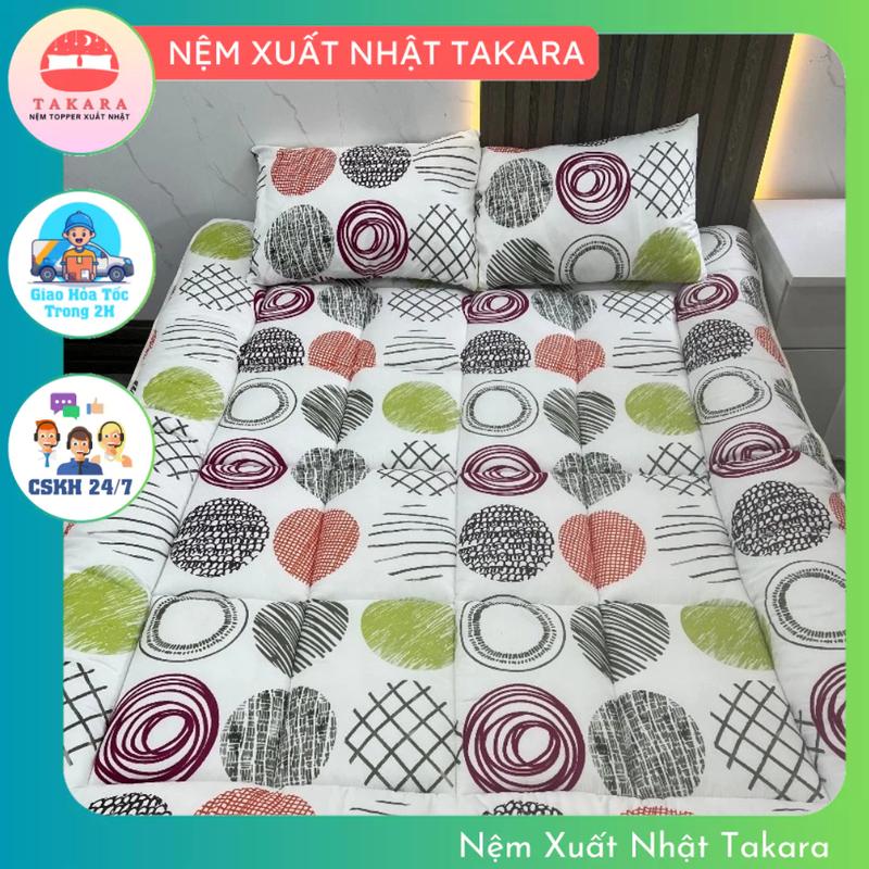  Nệm Topper TAKARA MẪU MỚI đệm trải sàn bông dày 6cm êm ái hoạ tiết dễ thương nệm topper giá rẻ tấm bảo vệ nệm,nệm ký túc xá  nệm phòng trọ gấp gọn đủ size 1m 1m2 1m4 1m6 1m8x2m Stain Làm mát Pure Cotton Mềm mại đủ màu thân thiện với làn da 