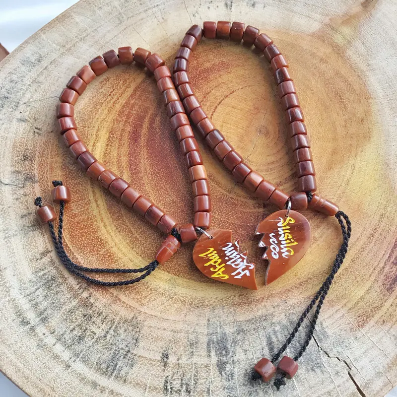Gelang Couple Sahabat Custom Nama 2pcs Kapel Belah Kaokah Kokka Kaoka Kokkah Kaukah Kauka Koka aksesoris coklat hitam  gift Bracelets Kayu Laki-laki Perempuan 5
