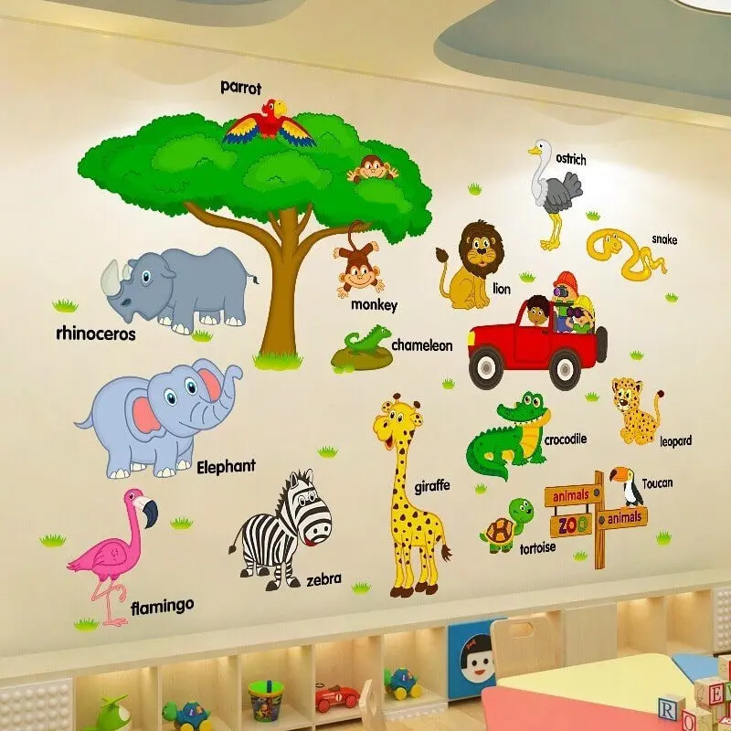 Decal Dán Tường cho bé, động vật, Thú tiếng anh, doremon, bảng chữ cái, trang trí nhà trẻ, decor lớp học mần non