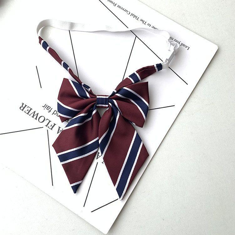 Product Introduction of School Supply Japanese Style JK Tie Women Accessories Decoration DK Uniform Bow Tie Hand-tied Academy Style Wine Red Striped Tie 3