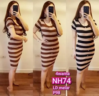 NOVA dres kancing rajut terkini Melar Tebal