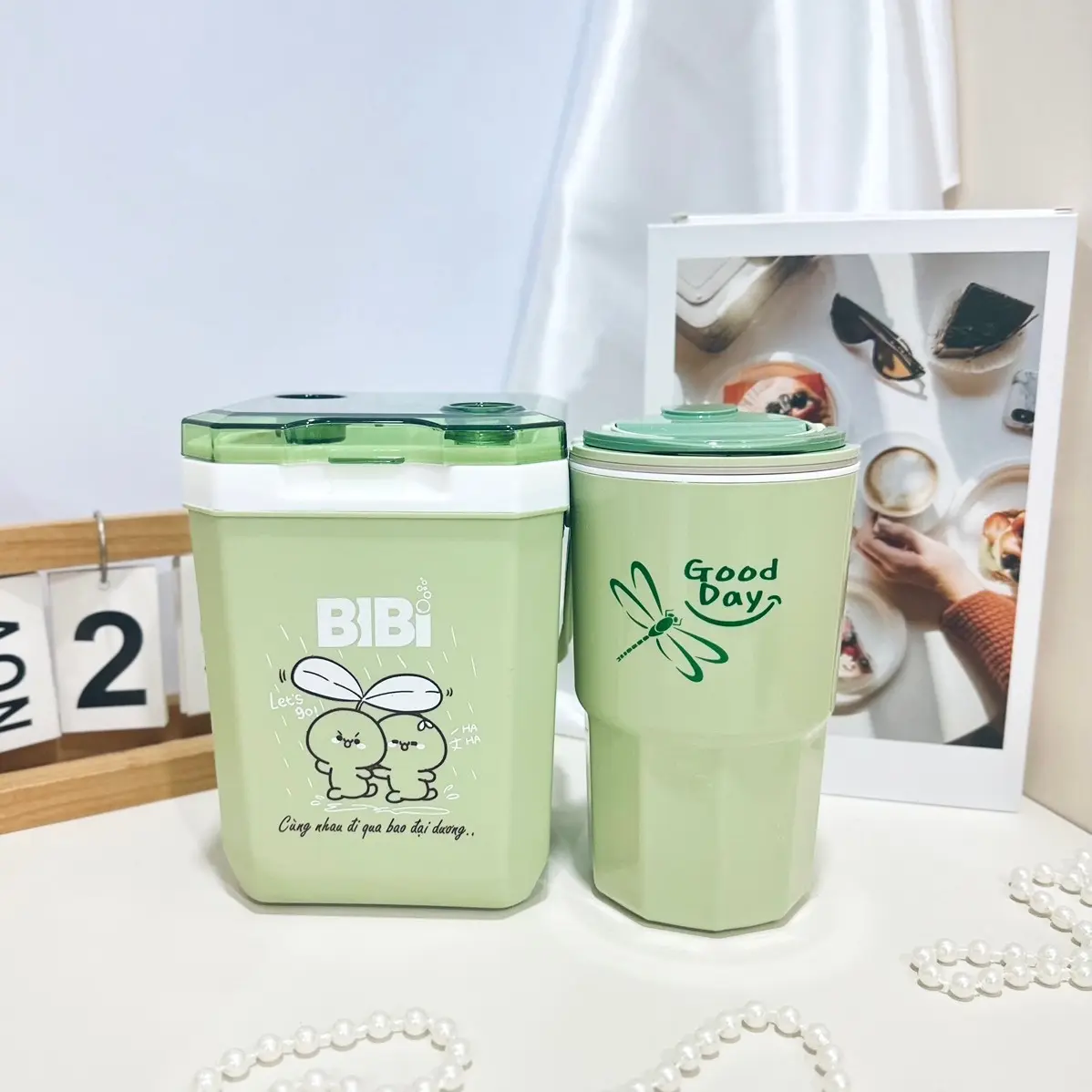 Combo Thùng đá Bibi 1,2L TL + Bình giữ Nhiệt có quai 450ml TLT siêu cưng ạ