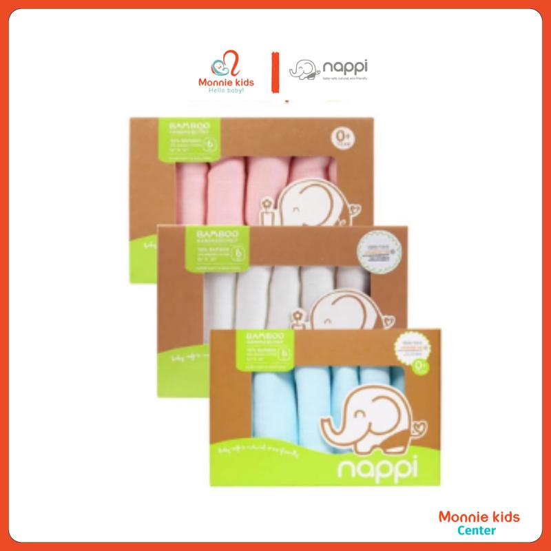 Set 6 khăn sữa Nappi 30x30cm sợi tre kháng khuẩn an toàn cho bé - Monnie Center
