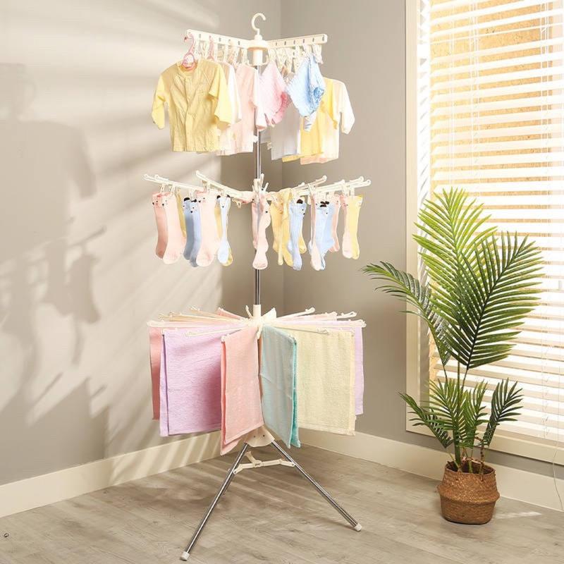 Yka Cây Phơi Quần áo Đồ Lót Tất Vớ Đồ Sơ Sinh Thông Minh Có Thể Gấp Gọn Xoay 360° Thiết Kế 3 Tầng Kệ inox Cao Su ông phơi cây treo bộ phơi automatic laundry phơi quần áo thông minh cây phơi sào phơi