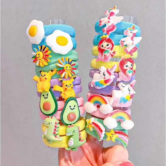 BISA COD F5384 Ikat Rambut Anak Korea Impor / Ikat Rambut Anak Set 10 in 1 / Set Rambut Anak 10 in 1 Motif Karakter Lucu Karet Fashion 7