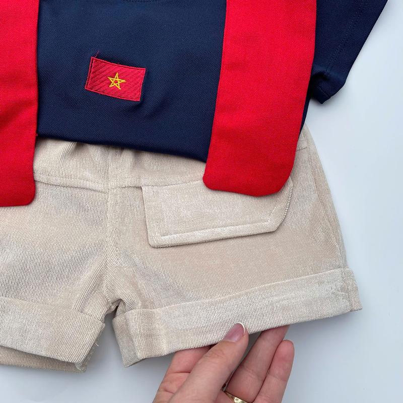 [Kiến Design] B06 Bộ quần áo yêu nước thêu cờ đỏ sao vàng kèm khăn cho bé trai bé gái,size 7-24kg 4