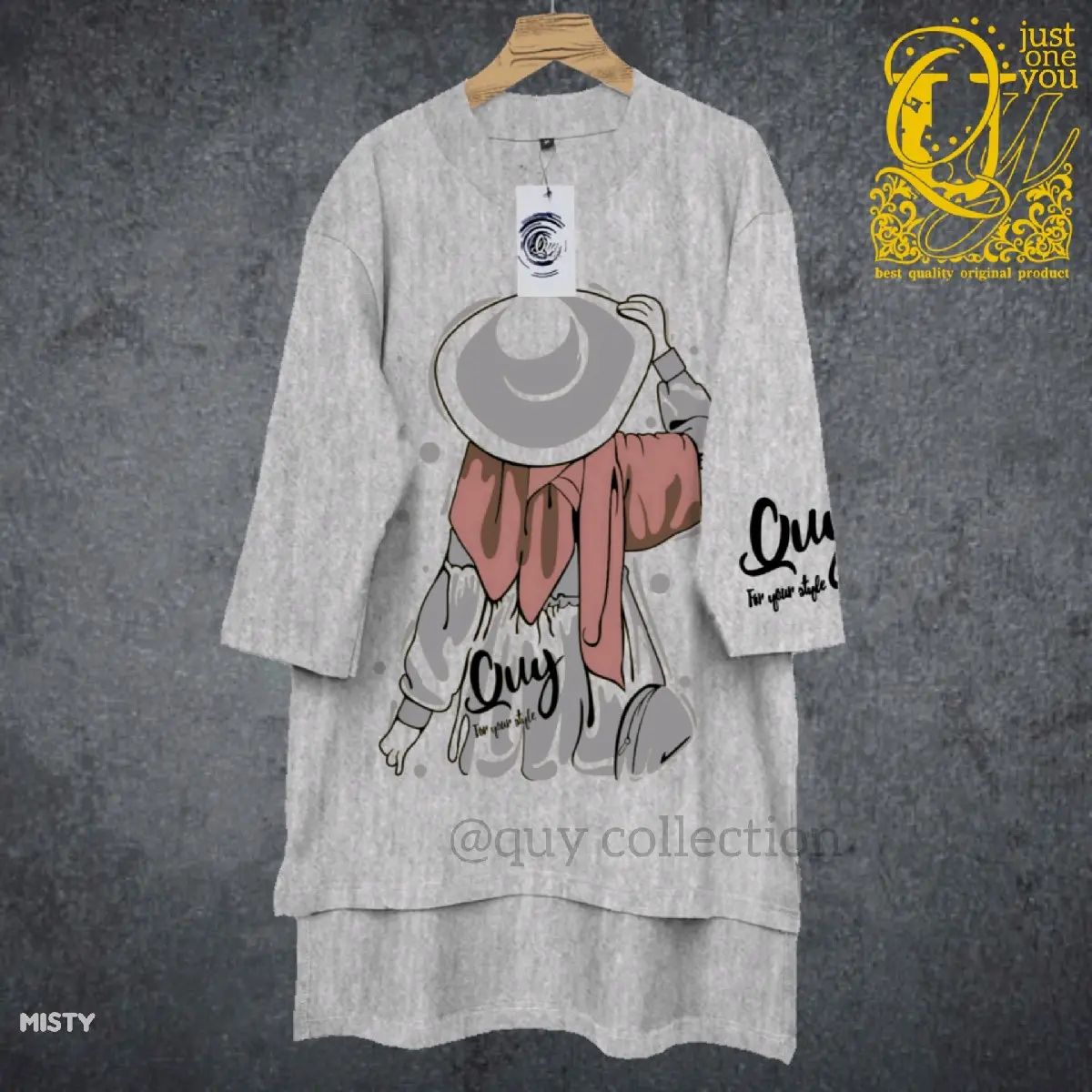 kaos oversize quy collection, jumbo, distro, misty topi