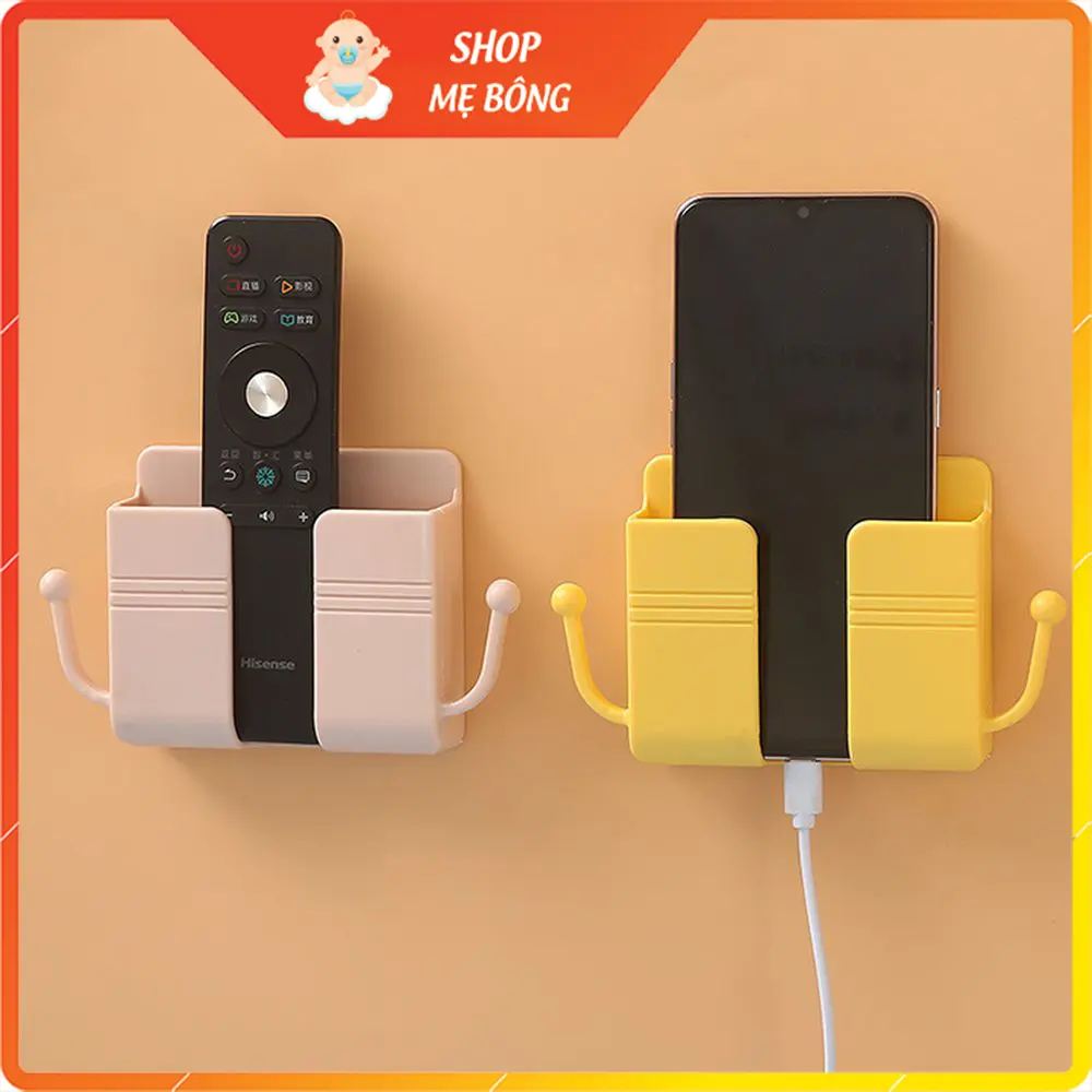 Kệ dán tường có tai dể remote, đồ dùng, giá đỡ sạc điện thoại, có móc treo chìa khóa, dây Sạc (cao cấp)