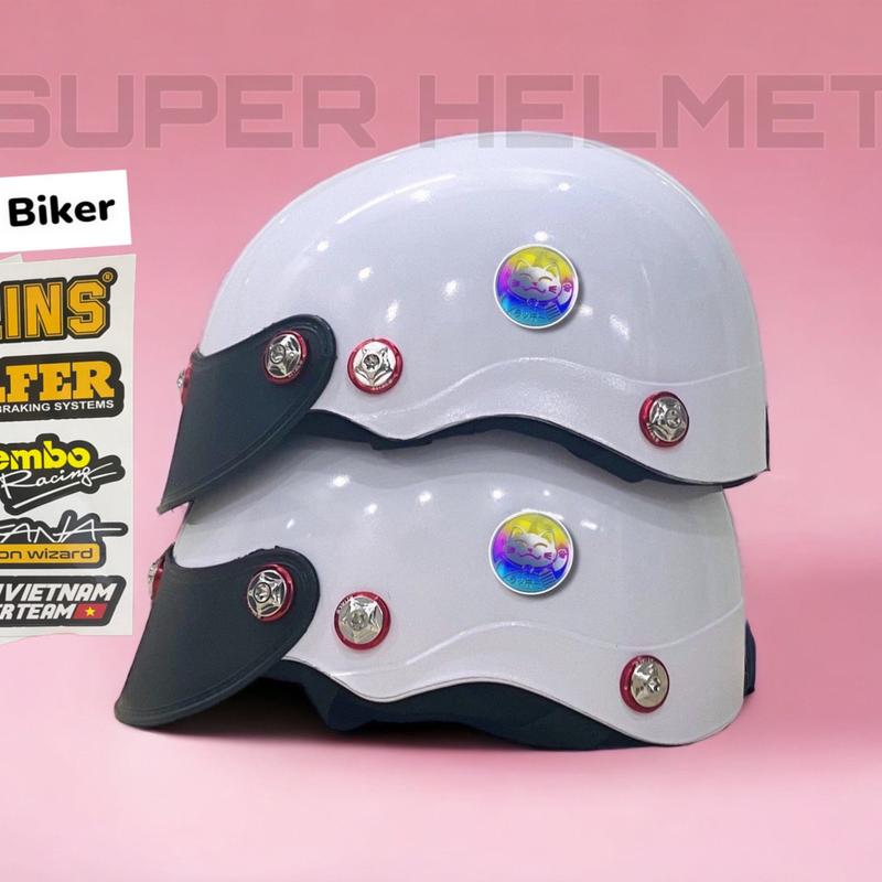 [TẶNG TEM BIKER] Nón Bảo Hiểm Sơn Nửa Đầu 1/2-Mũ Bảo Hiểm Nửa Đầu-Phủ Nano - Gắn 7 Ốc Salaya + Mèo Thần Tài May Mắn Siêu Chất Helmet