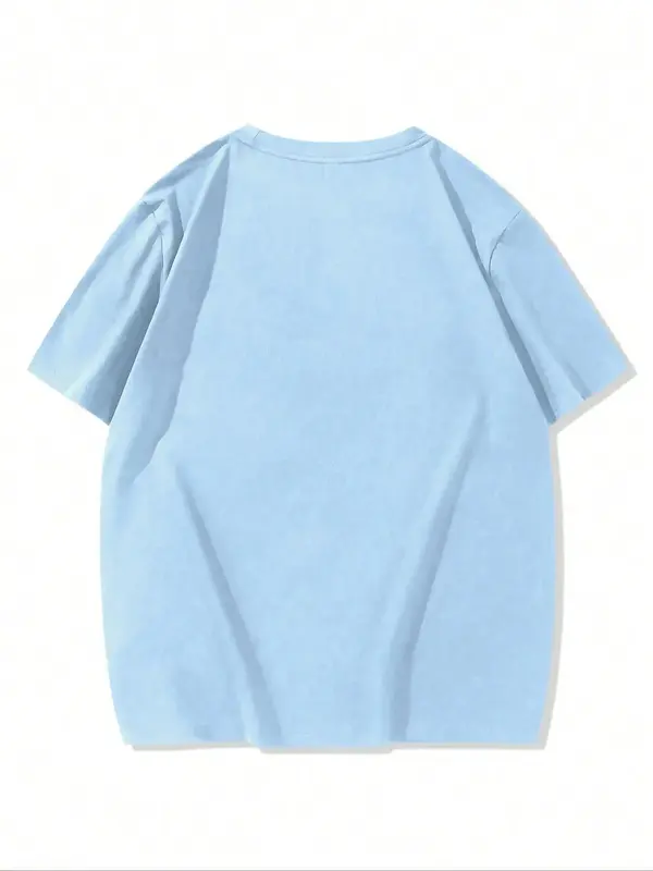 [Plus Size] Men's  Letter Embossed Drop Shoulder Tee, Casual Half Sleeve Round Neck T-shirt, Fashion Men's Summer Top for Daily Wear 7
