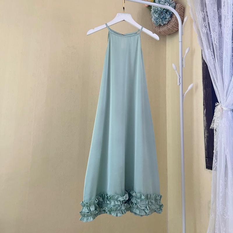 Váy Ngủ Nữ Dáng Dài Cổ Yếm Lụa Trơn Mềm Mát VD12 - Women Đầm Ngủ Dress, Chất Liệu Lụa Mền Mịn, Nhiều Màu Sắc mặc