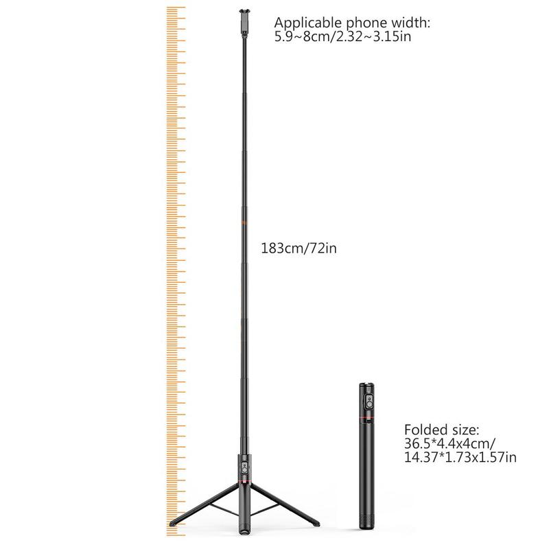 72 Inch Phone Tripod, Phone Selfie Stick with Remote Control, Mobile Phone Tripod Stand for iPhone Samsung, Photography Video 1
