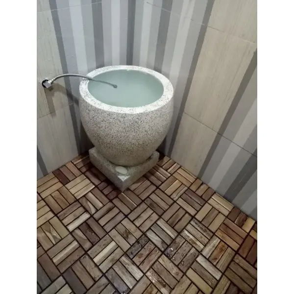 Lantai kayu jati Motif ZIGZAG UK 30x30cm / Decking tile Portable Kayu Jati 4