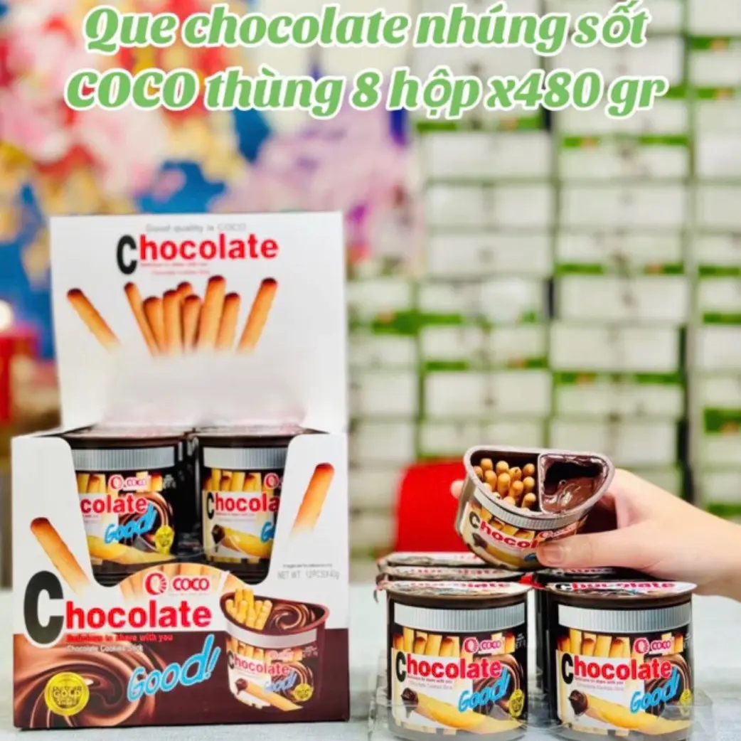 Bánh que chấm sốt kem sữa socola coco origo- Ăn Vặt Sô Cô La date 2026 Snack Food Chocolate