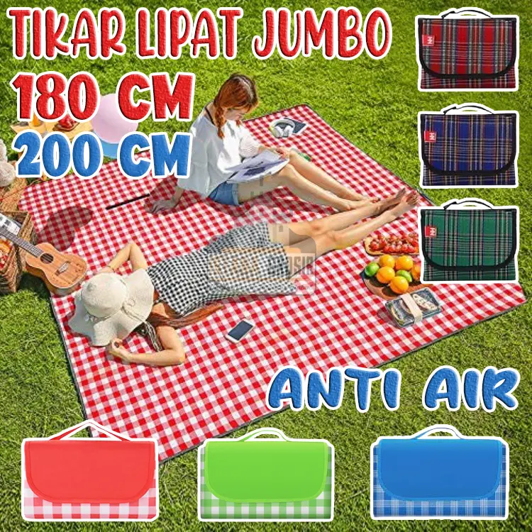 UKURAN JUMBO 200 CM Matras Lipat Tikar Lipat Besar Anti Air Tiker Piknik 150 x 180 cm / Foldable Camping Waterproof Karpet Tamasya Microsatin / Picnic Mat / Tikar Hajatan Pengajian 0