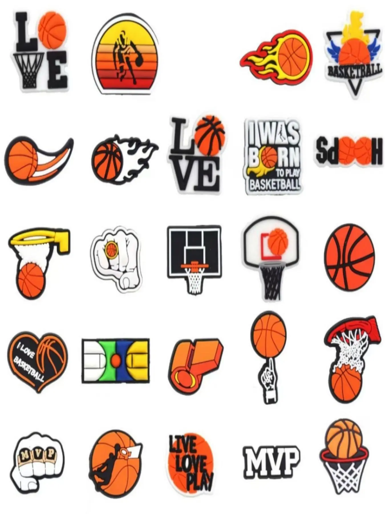 Basketball Series Shoe Charm, Luminous Basketball Series Shoe Decoration, Fashionable Shoes Decorations for Women & Men