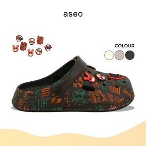 Aseo Sandal Pria Wanita Dewasa Black Baim Clog Terbaru Couple Lebaran 2025 Slip on Sandal Cowok Dewasa Kekinian Korean Style Kodok Import Lucu Karet Rubber H187 Sendal