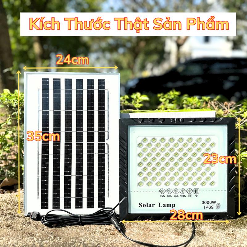 Product Introduction of Đèn Năng Lượng Mặt Trời Mắt Ngọc Solar Light 3000W Đèn có thấu kính, chống loá mắt. Điều khiển từ xa - Cảm biến ngày/đêm. Tự đông bật tắt. Không sử dụng điện, Có đèn báo % pin. An toàn, Tiết kiệm đènnang  luong 2