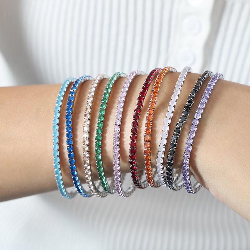 French-Style Colorful Elastic Zircon Bracelet Titanium Steel 18K Gold Non-Fading Niche Temperament All-Match Bracelet for Women 3