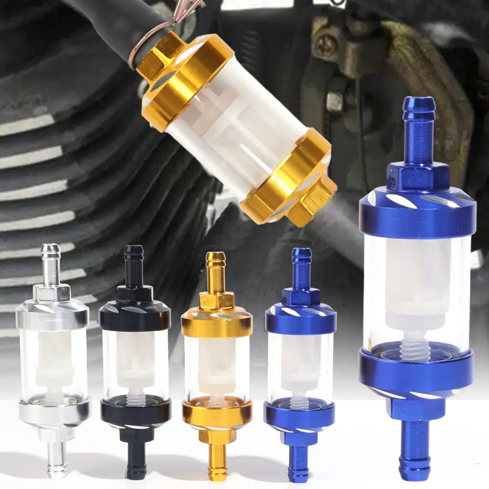 1Pc Random Motorcycle Fuel Filter 8mm Alloy Motorcycle Filter Cartridge Car Scooter Gasoline Filter Cup Motorcycle Accessories