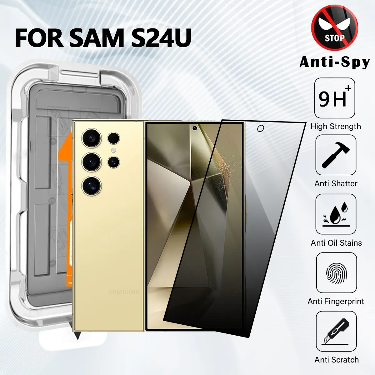 Bảo Vệ Màn Hình Kính Cường Lực, Dành Cho Samsung S24 Ultra Phiên Bản Vân Tay, Chống Gián Điệp, Bảo Mật, Không Có Bụi, Lắp Đặt