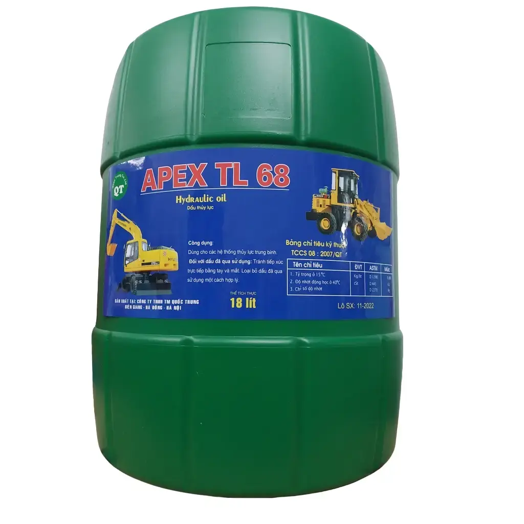 Dầu thủy lực nhớt 10 Apec TL 68 18 lít, thuỷ lực cho máy xúc máy nâng, xe ben và các hệ thống thuỷ lực công nghiệp