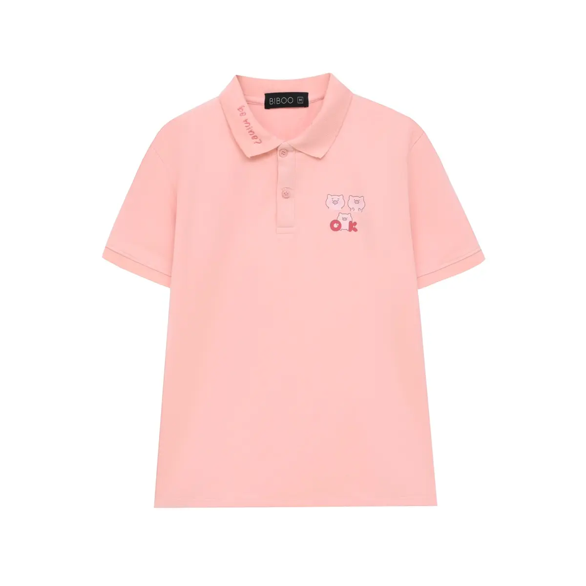 BIBOO - Áo polo có cổ tay ngắn form unisex nam nữ BE MINE chất liệu cotton cao cấp