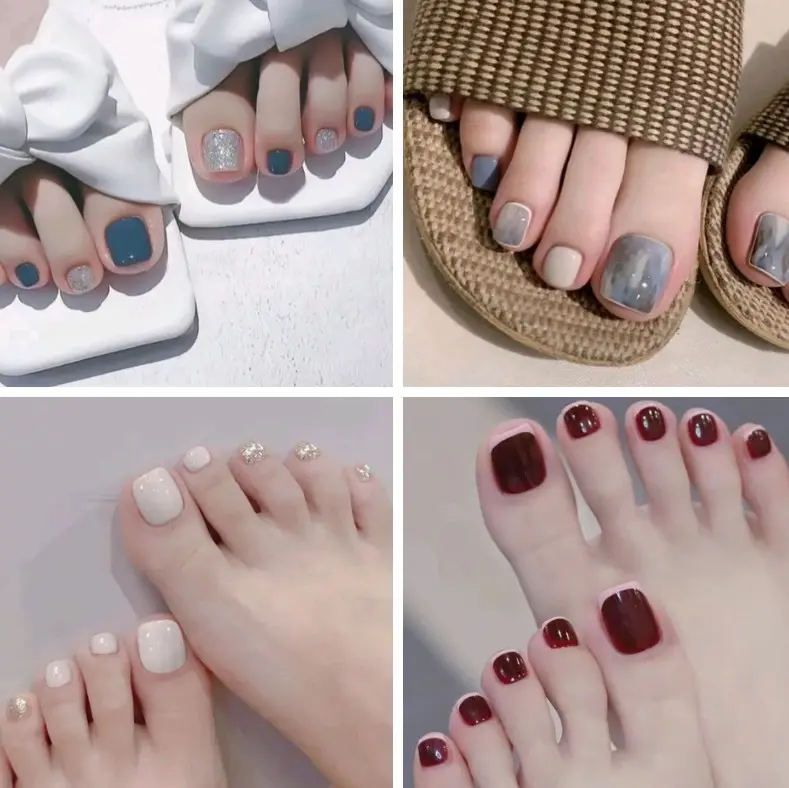 50 mẫu Nail chân trơn xinh bền đẹp + bộ 24 móng tặng kèm phụ kiện keo dán dành cho Nữ Women Nữ Làm Nail