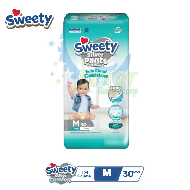 Sweety Silver Pants Tape Popok Bayi Perekat NBS40/S32/M30/L28/XL26/XXL24 Diapers 1