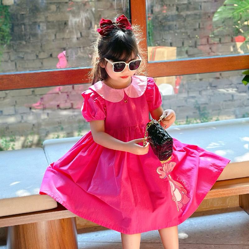 Váy gấu dâu xinh yêu cho bé gái 2 màu đỏ và hồng 3