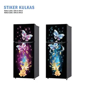 WWS Stiker Kulkas 1 Pintu dan Sticker Kulkas 2 pintu Kupu-kupu Pink Biru