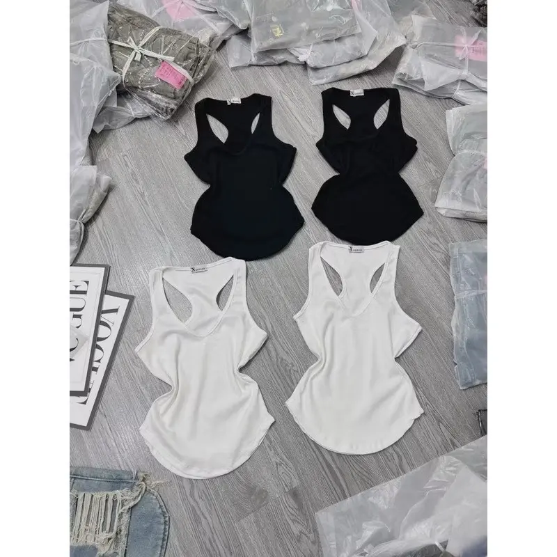Áo ba lỗ ôm cổ tim vạt tròn lưng khoét sâu form tôn dáng đẹp chất liệu thun cotton co giãn thoải mái cho nữ - Women 3