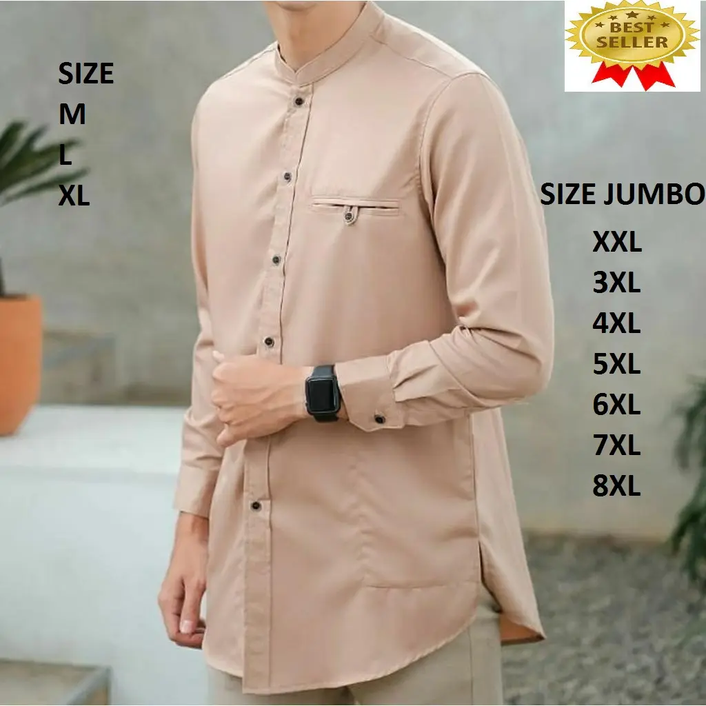 BAJU KEMEJA KOKO KEMKO PRIA LENGAN PANJANG SANGHAI KANCING FULL RIGINAL 2024 JUMBO XXL XXXL 4XL Kantong Katun