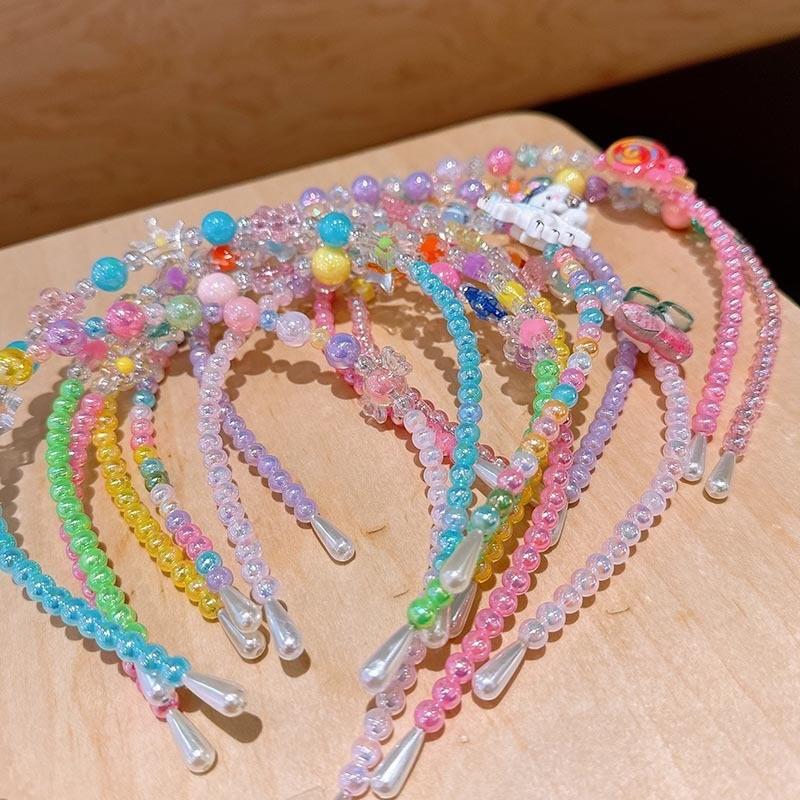 Product Introduction of Children's Necklace Jewelry Set Colorful Beaded Bracelet Cartoon Hair Hoops Earrings Princess Girl Accessories 12