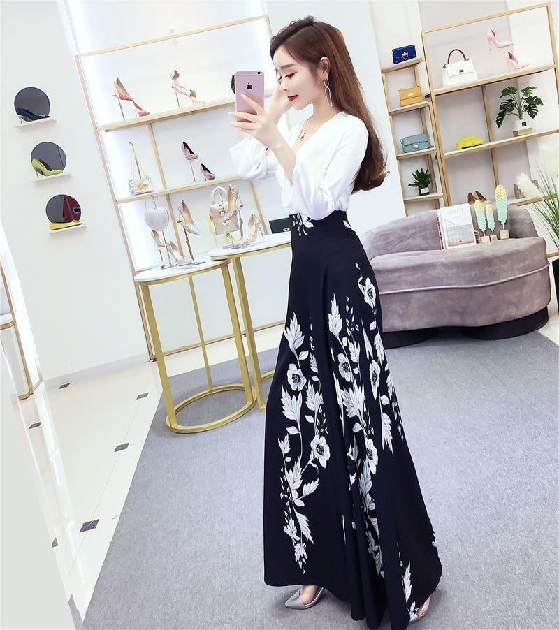 Product Introduction of Quần Ống Rộng Thời Trang Phong Cách Phương Tây, Hàng Mới Về Mùa Hè 2023, Phong Cách Quốc Gia, In Đen Trắng, Váy Quần Bó Sát Dáng Rộng Rãi Đơn Giản, Quần Áo Nữ Mới Quần Lót Nữ Quần Lót Nữ 6