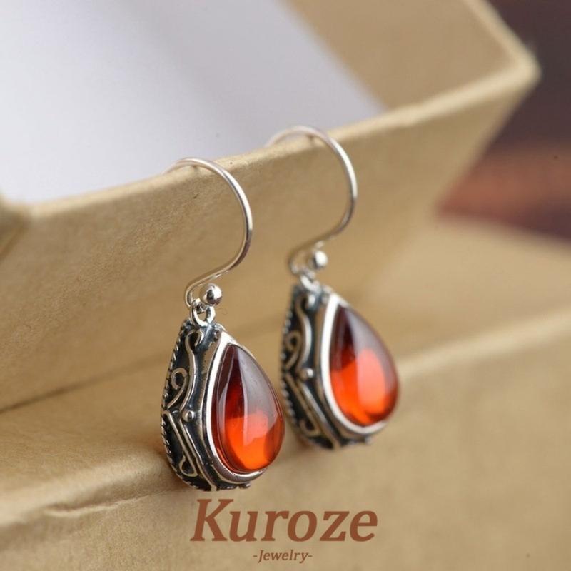 Product Introduction of Kuroze New Style Drop-Shaped Vintage Vintage Ethnic Style Ancient Silver Tibetan Earrings 22