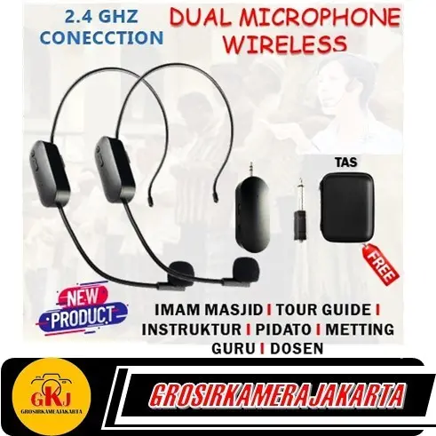 Mic Wireless UHF Microphone Model Bando Rechargeable Mik Mikrofon