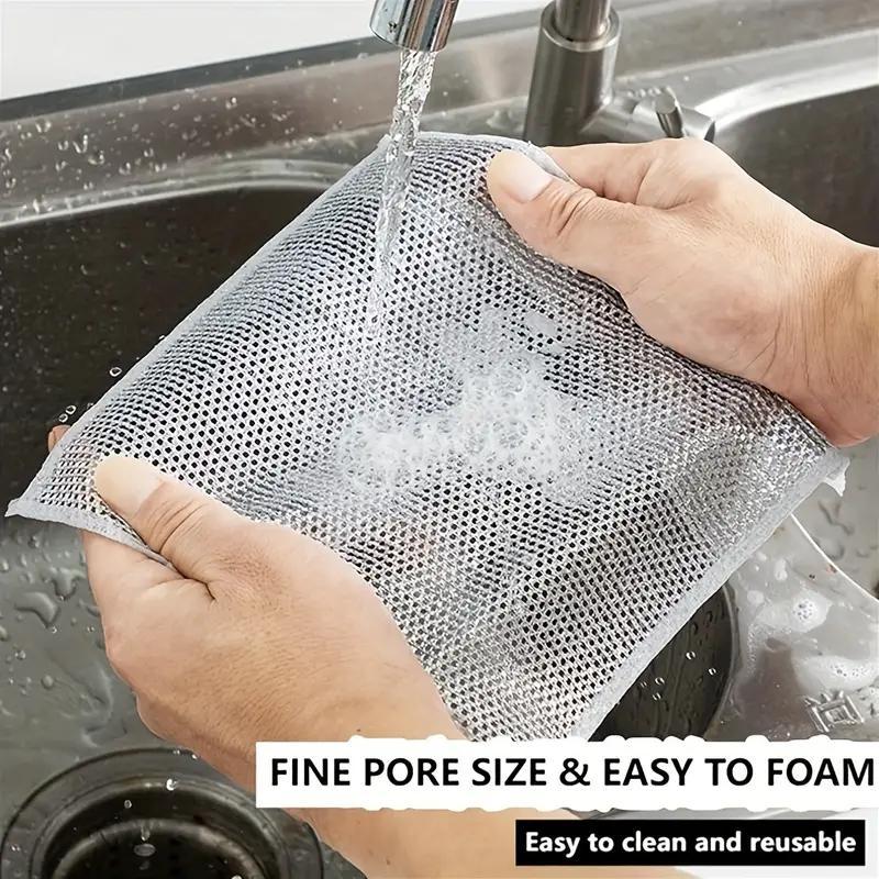 Product Introduction of Steel Wire Dishwashing Cloth, Kitchen Multipurpose Wet and Dry Cleaning Rag for Skillet, Frying Pan, Cooker, Baking Tray 6