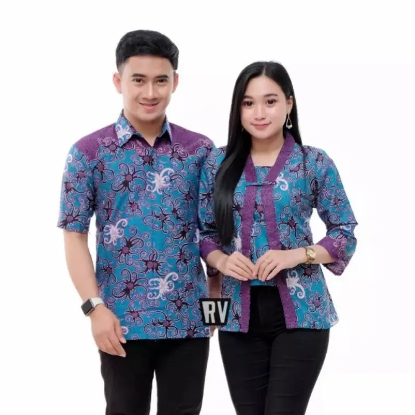 Baju batik motif terbaru couple pasangan hem atasan pria lengan pendek blus atasan wanita batik pekalongan Katun