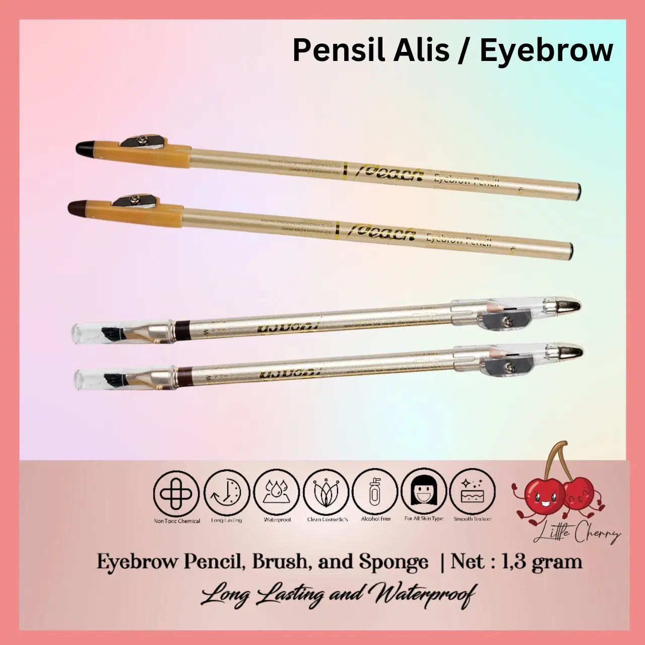 Eyebrow - Pensil Alis PEACH Black Brown Pencil Waterproof