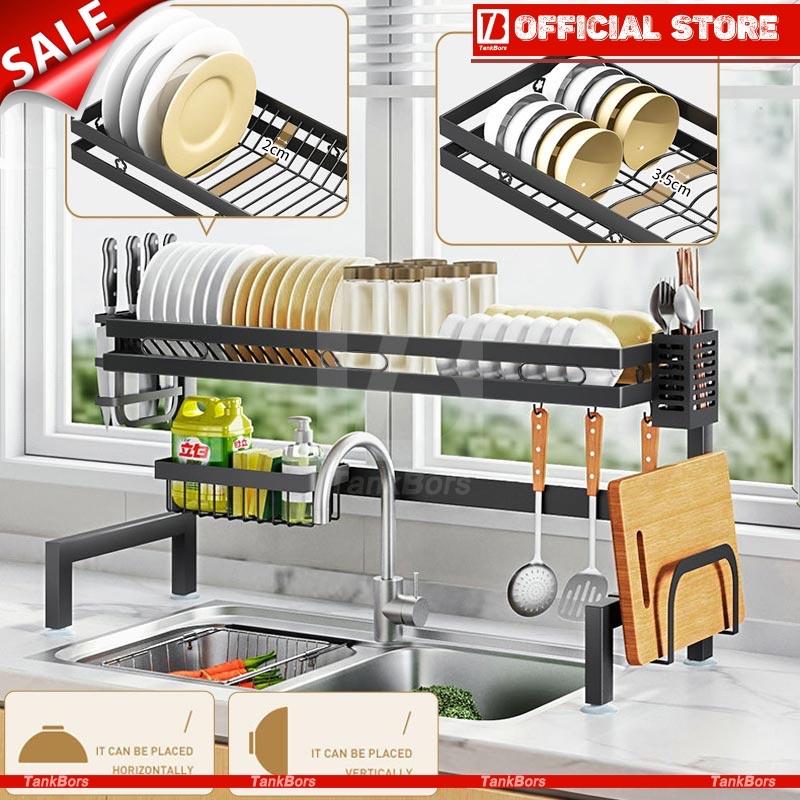 TankBors Rak Dapur Stainless Steel Sink Dish Rack Rak Pinggan Sinki ...