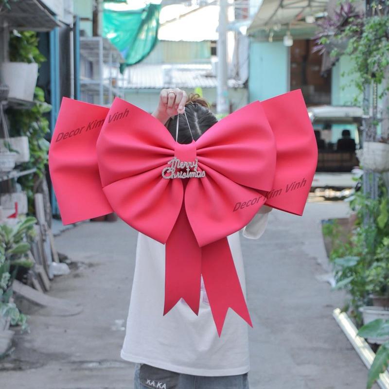 Nơ Khổng Lồ Chữ Merry Decor Nhà Cửa Trang Trí Noel Phụ Kiện Giáng Sinh Trang Trí Tiệc (Phụ Kiện Nơ Chưa Ráp)