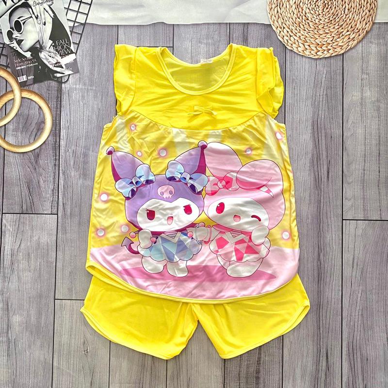 [8-34kg] Đồ bộ sát nách thun lạnh quần đùi chất liệu vải thun lạnh mát mẻ cho bé gái 2