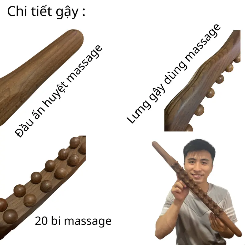 Gậy gỗ huynh thành 2 dãy hạt 2